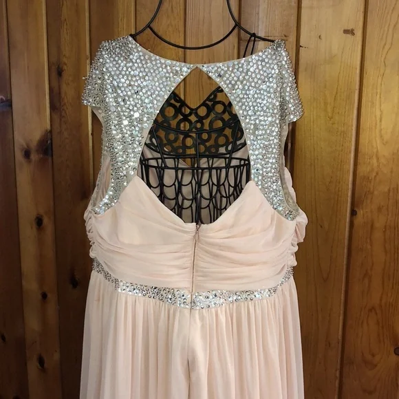 Adrianna Papell Long Dress Women’s Size 18 Pink Silver Sequins Gown bridesmaids‌ - Picture 12 of 15